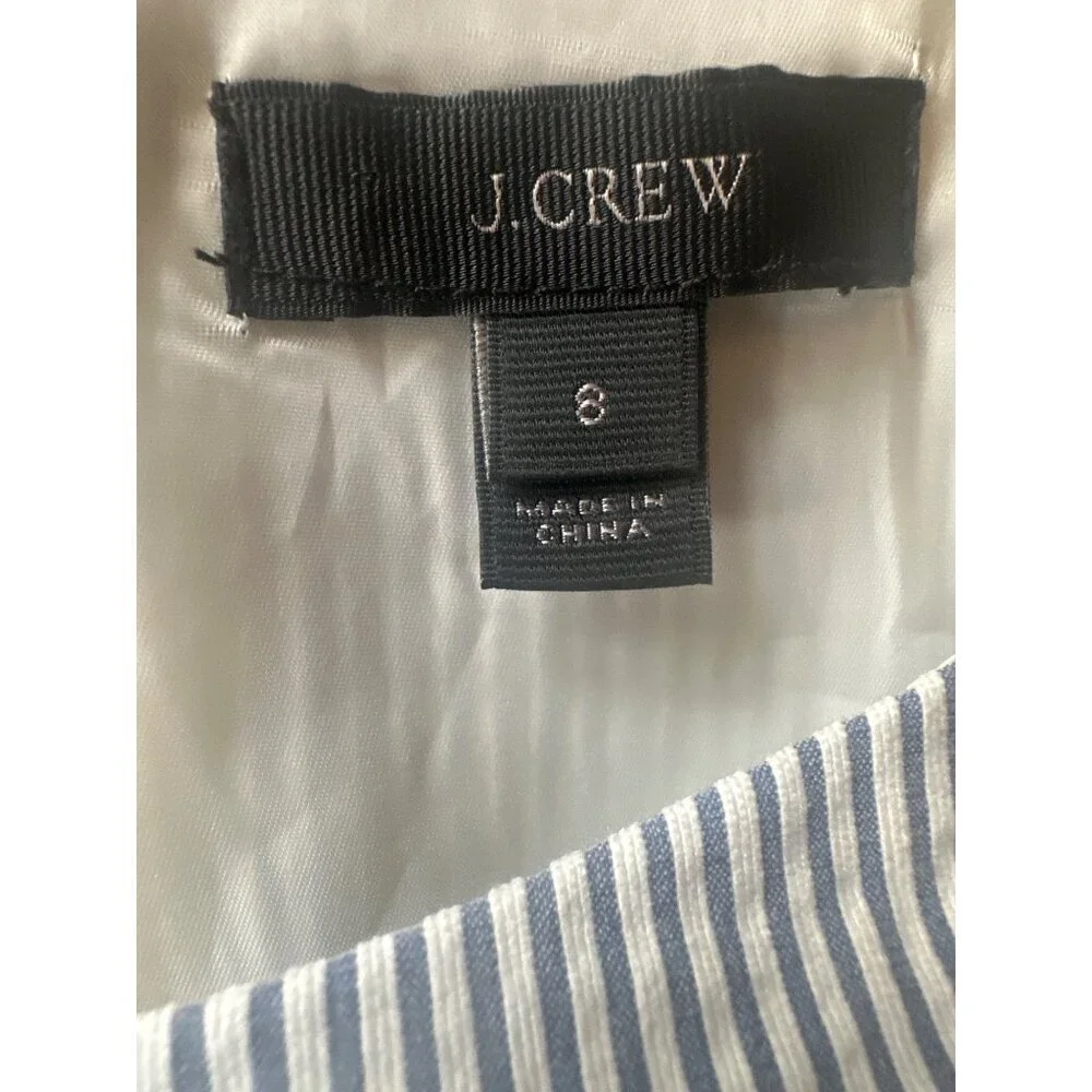 J. Crew Blue White Ticking Striped Short Sleeve Sheath Dress‎ Size 6